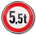 Traffic sign 5.5 tonnes maximum weight