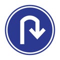 Traffic sign . U Turn blue