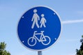 Traffic sign - walkway for pedestrians and cyclists Royalty Free Stock Photo