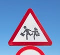 Traffic sign warning for playing children or crossing school children Royalty Free Stock Photo