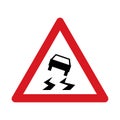 Traffic sign warning for a slippery road surface Royalty Free Stock Photo