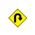 Traffic sign . U Turn yellow