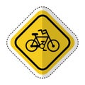 Traffic signal with bicycle vehicle isolated icon