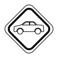 Traffic signal with car vehicle isolated icon