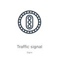 Traffic signal icon. Thin linear traffic signal outline icon isolated on white background from signs collection. Line vector sign Royalty Free Stock Photo