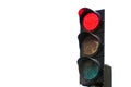 Traffic signal isolated on white background, Madrid, Spain. Copy space for text Royalty Free Stock Photo