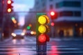 Traffic signal light in the city at night. 3d rendering Royalty Free Stock Photo
