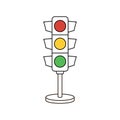 Traffic signal light outline vector icon