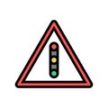 traffic signal road sign color icon vector illustration