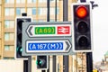 Traffic Signals and Direction Signs Royalty Free Stock Photo