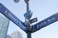 Traffic signals in new york, fifth ave and library way Royalty Free Stock Photo