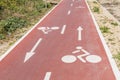 Traffic signs drawn in the Cycleway Royalty Free Stock Photo