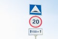 Traffic signs Maximum speed limit , artificial unevenness Royalty Free Stock Photo