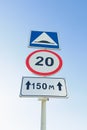 Traffic signs Maximum speed limit , artificial unevenness Royalty Free Stock Photo
