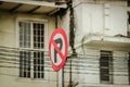 traffic signs prohibited parking on one of the streets of jakarta