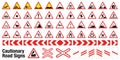 Traffic signs on the red triangle. Big vector collection