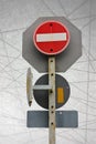 Traffic Signs safety transportation abstract line background Royalty Free Stock Photo