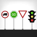 Traffic signs set with semaphore isolated