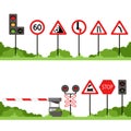 Traffic signs set, various road sign vector illustrations