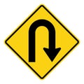 Traffic Signs,Warning Signs, Hairpin curve to right Royalty Free Stock Photo