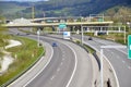 Traffic on slovak D1 highway. Next part of this route is under construction in background. Royalty Free Stock Photo