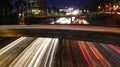 Vehicles blur on Los Angeles freeway at night Royalty Free Stock Photo