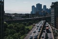 Traffic on street in Brooklyn, New York, USA.