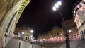 Traffic at the street near Opera National de Paris in the night time. Grand Opera Paris, France timelapse Royalty Free Stock Photo