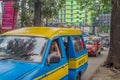 Traffic on a street in one of Jakarta' shopping areas.