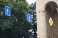 Traffic and street sign for cars and transportation Royalty Free Stock Photo