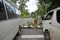 Traffic strike in the middle of the rainforest on the road leading to the city of Almirante, Panama