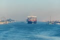 Traffic on the Suez Canal in Egypt Royalty Free Stock Photo