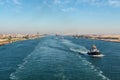 Traffic on the Suez Canal in Egypt