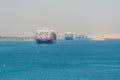 Traffic on the Suez Canal in Egypt