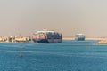 Traffic on the Suez Canal in Egypt Royalty Free Stock Photo