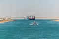 Traffic on the Suez Canal in Egypt