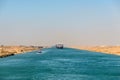 Traffic on the Suez Canal in Egypt Royalty Free Stock Photo