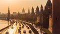 Traffic at sunset near Kremlin