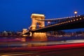Szechenyi Chain bridge over Danube river, Budapest, Hungary. Royalty Free Stock Photo