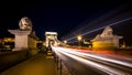 Traffic on Szechenyi Chain bridge over Danube river, Budapest Royalty Free Stock Photo