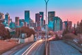 Traffic To Downtown Calgary At Sunrise Royalty Free Stock Photo