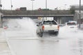 Traffic in Torrential Rain Royalty Free Stock Photo