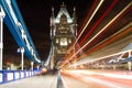 Traffic on Tower bridge at night Royalty Free Stock Photo