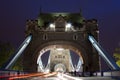 Traffic on The Tower Bridge at night in London, UK Royalty Free Stock Photo