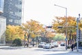 Traffic and trafficlight in Seoul, South Korea during the autumn