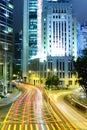 Traffic trail in Hong Kong city Royalty Free Stock Photo