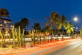 Traffic trails on JE Irausquin boulevard in Aruba