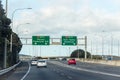 Traffic traveling on the Wellington Urban Motorway on SH1, New Zealand.