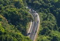 Traffic on a treacherous pass from above