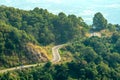 Traffic on a treacherous pass from above